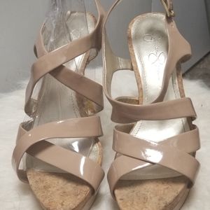 Jessica Simpson Nude Patent Cork Heel